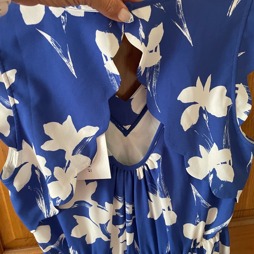 41 Hawthorn Blue and White Scallop Detail Dress - Picture 4 of 4